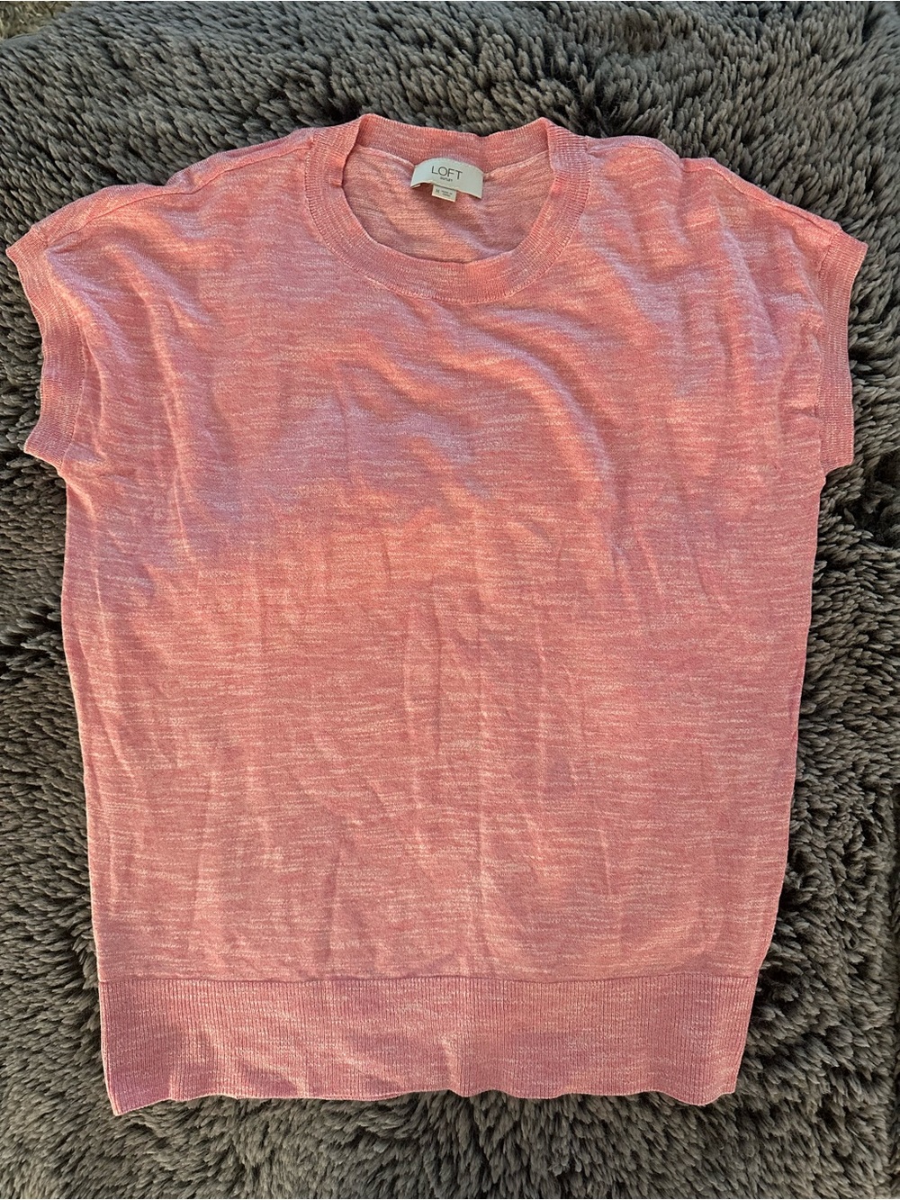 LOFT Outlet Heathered Rose Short-Sleeve Knit Top